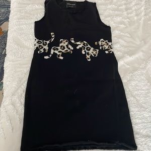 Vintage Michael Simon Black Chenille Leopard 🐆 Sleeveless Dress Small
